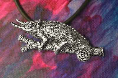 Dreihorn-Cham�leon als Anh�nger in Silber - Jackson Chameleon as pendant in silver