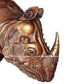 Drer Rhinozeros in Bronze von Ernst Paulduro und Ursula Krabbe-Paulduro