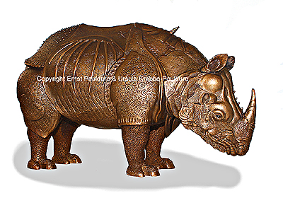 D�rer Rhinocerus in Bronze von Ernst Paulduro und Ursula Krabbe-Paulduro