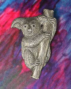 Koala als Brosche in Silber, Unikat - Koala as brooche in silver, single edition piece