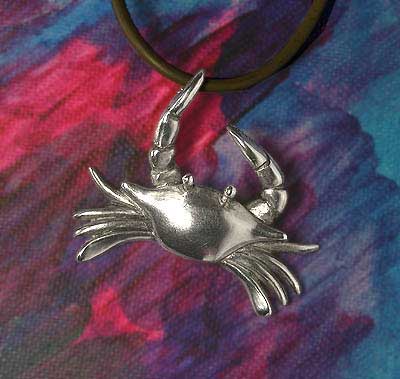 Schwimmkrabbe als Anh�nger in Silber, Unikat - Swim Crab as pendant in silver, single edition piece