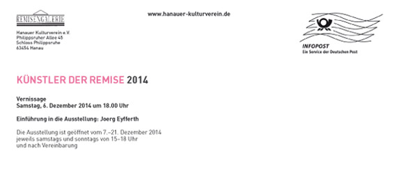 Invitation card of past exhibition at Remisengalerie, Schloss Phillippsruhe, Hanau