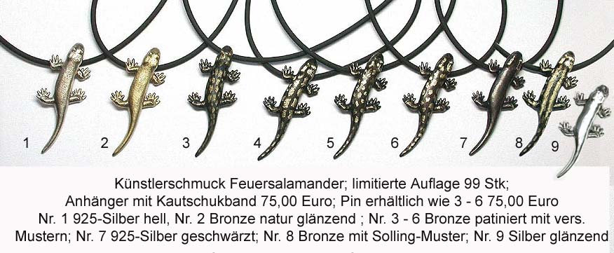 Feuersalamander, Bronze, Silber, Fire Salamander, bronze, silver)